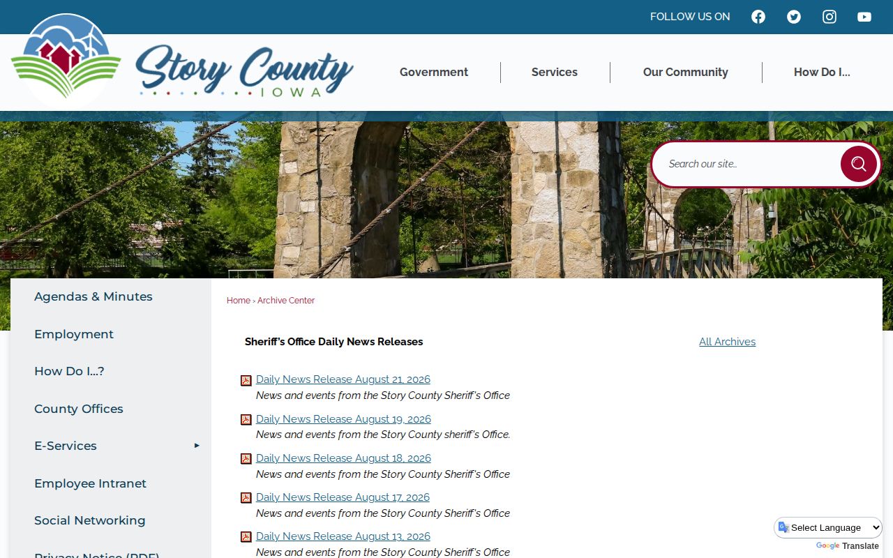 Story County sheriff arrest and incident news release archive
